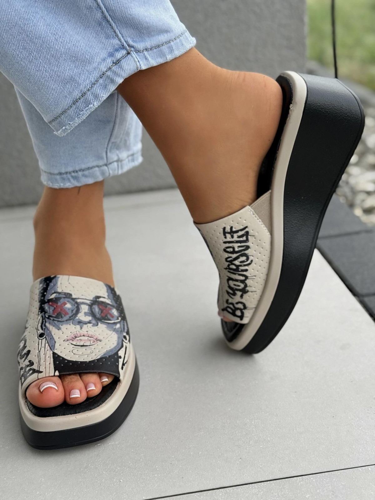 Klapki damskie ze skóry naturalnej