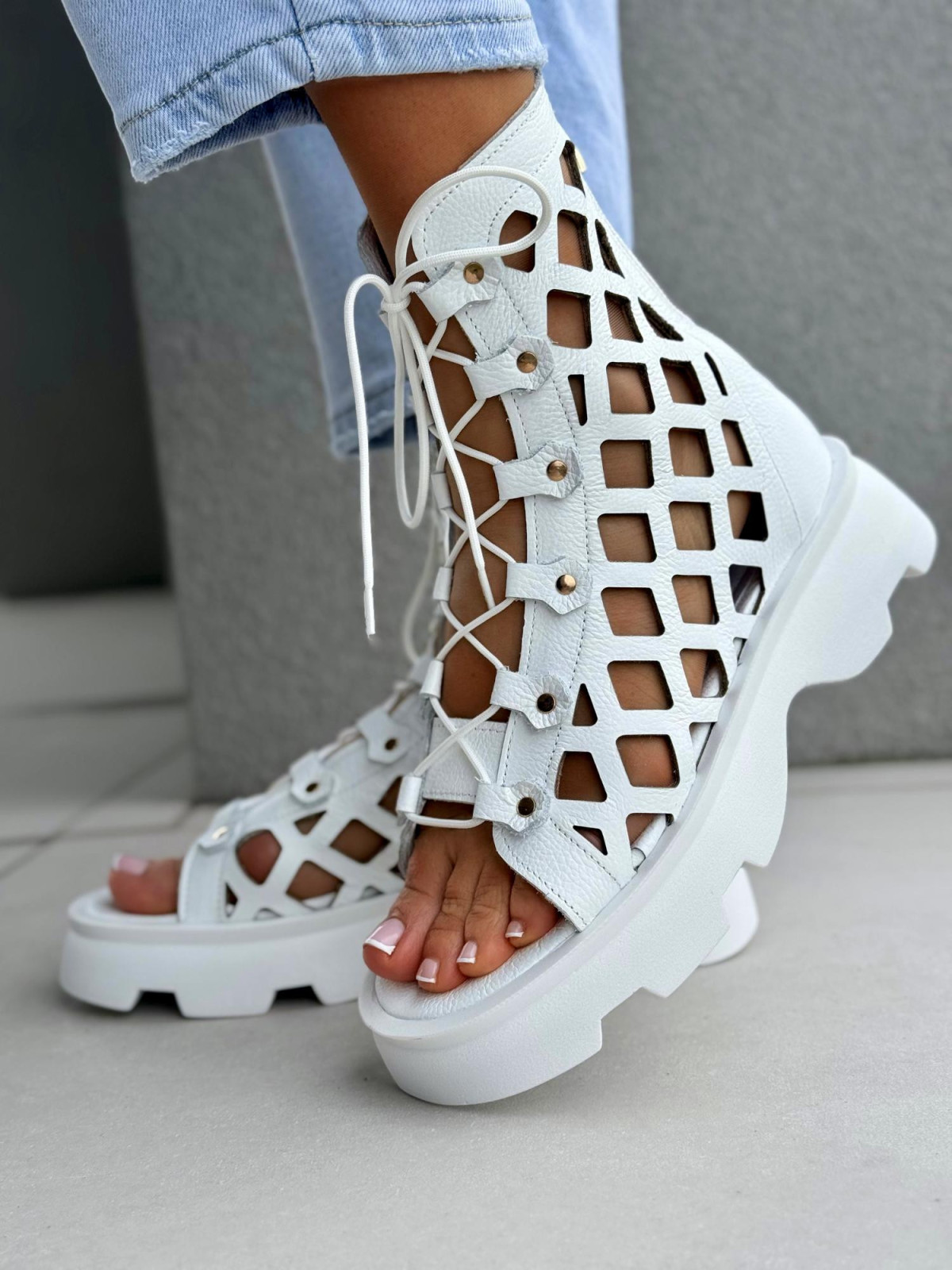 Sandałki damskie OLEKSY ze skóry naturalnej Polskiej produkcji