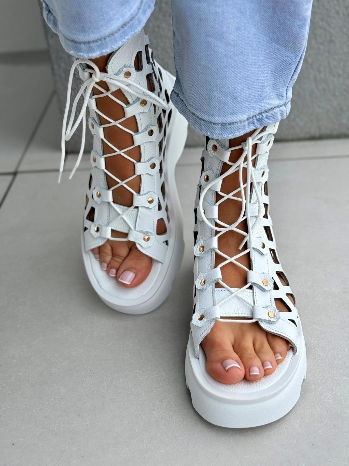 Sandałki damskie OLEKSY ze skóry naturalnej Polskiej produkcji