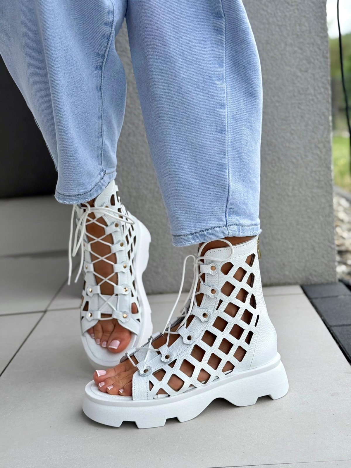 Sandałki damskie OLEKSY ze skóry naturalnej Polskiej produkcji