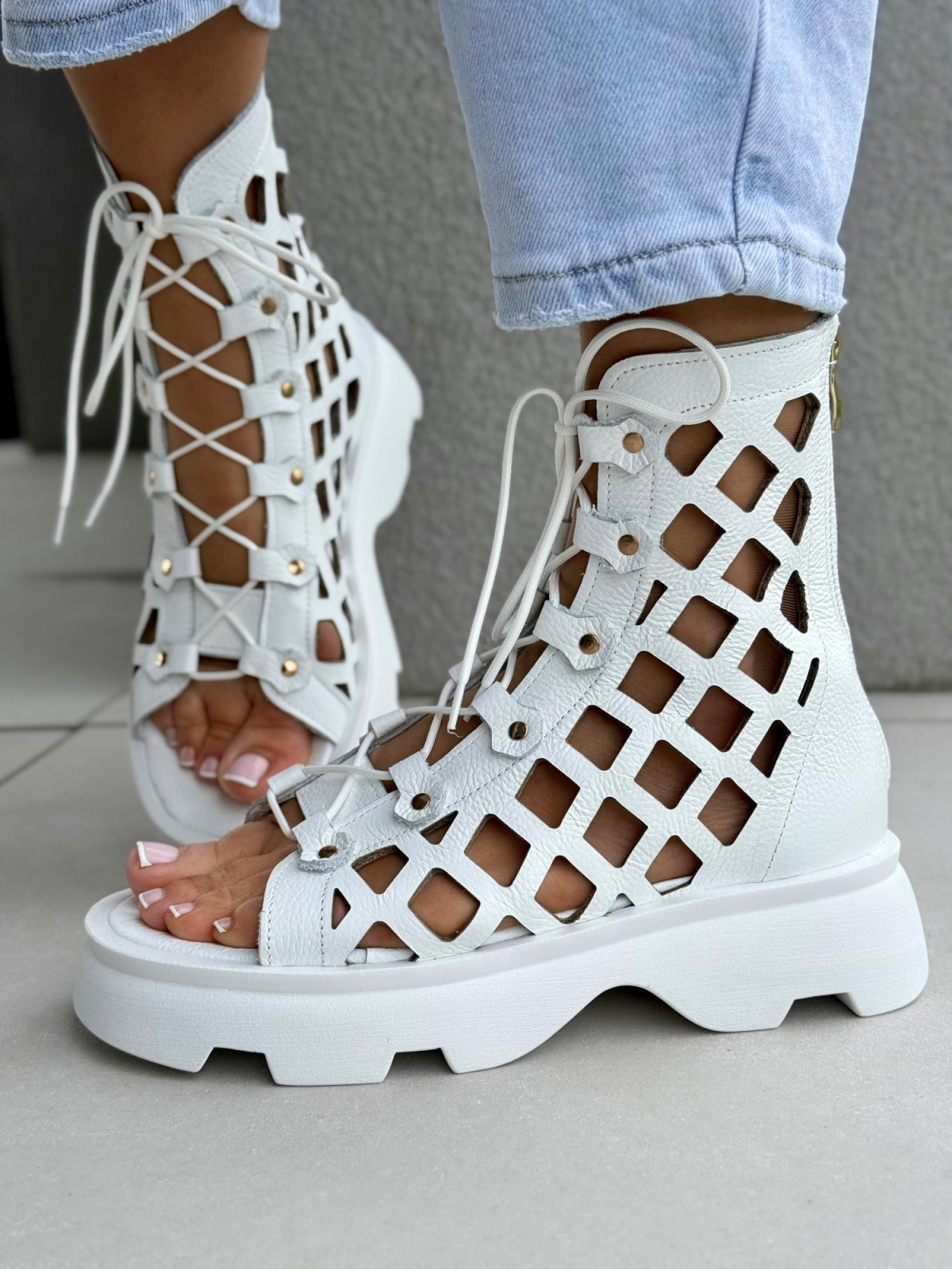 Sandałki damskie OLEKSY ze skóry naturalnej Polskiej produkcji