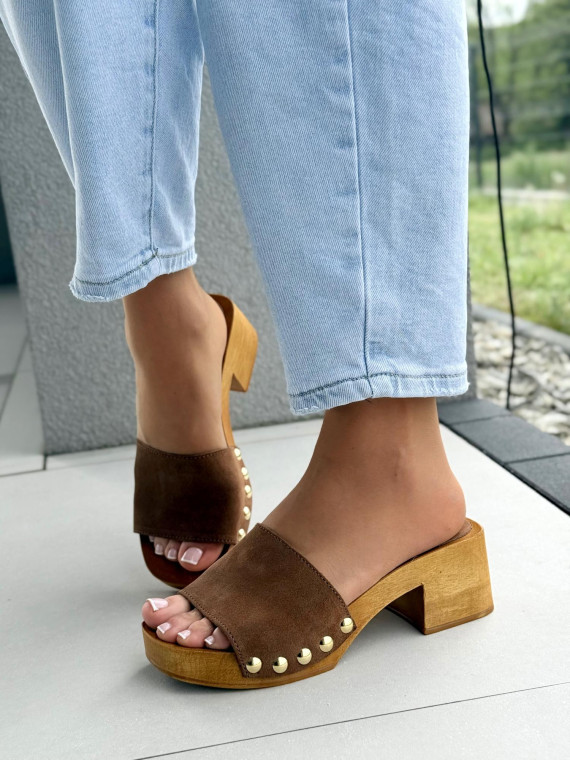 Klapki damskie ze skóry naturalnej