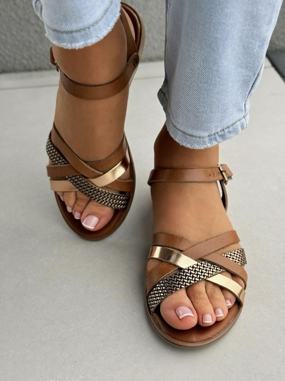 Sandałki damskie ze skóry naturalnej