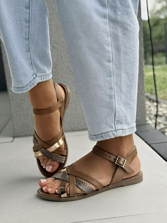 Sandałki damskie ze skóry naturalnej