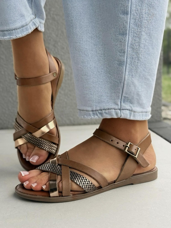 Sandałki damskie ze skóry naturalnej