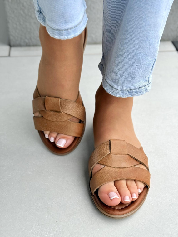 Klapki damskie ze skóry naturalnej