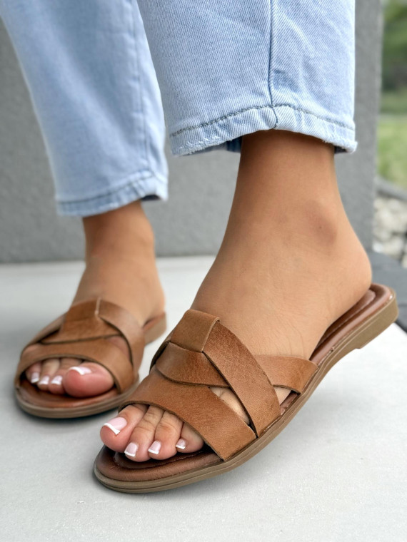 Klapki damskie ze skóry naturalnej