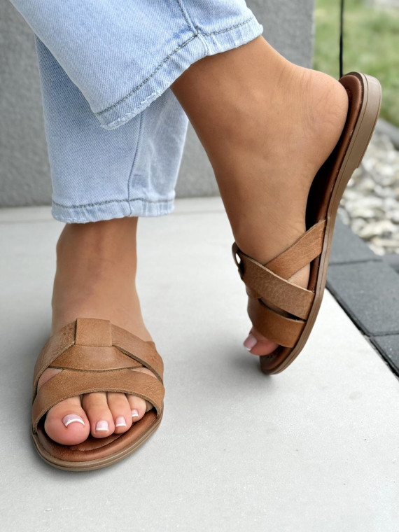 Klapki damskie ze skóry naturalnej