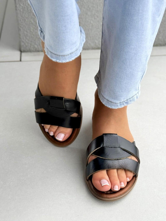 Klapki damskie ze skóry naturalnej