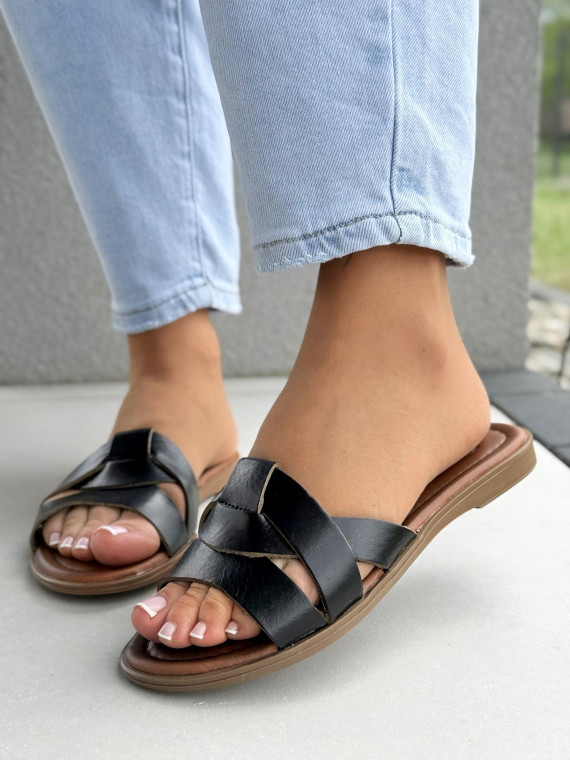 Klapki damskie ze skóry naturalnej