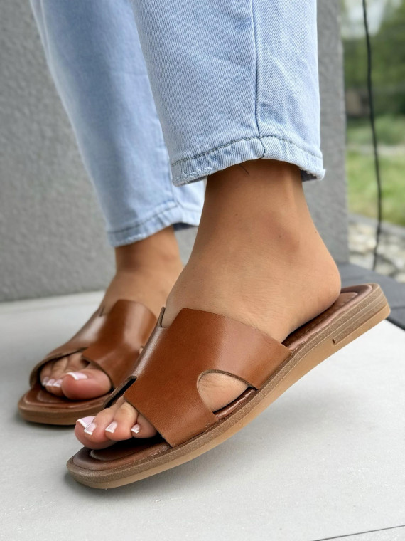 Klapki damskie ze skóry naturalnej