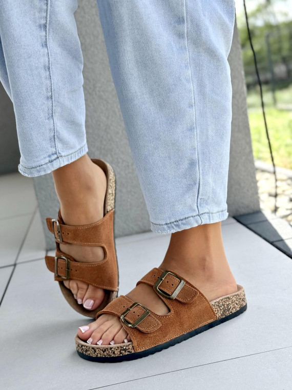 Klapki damskie ze skóry naturalnej