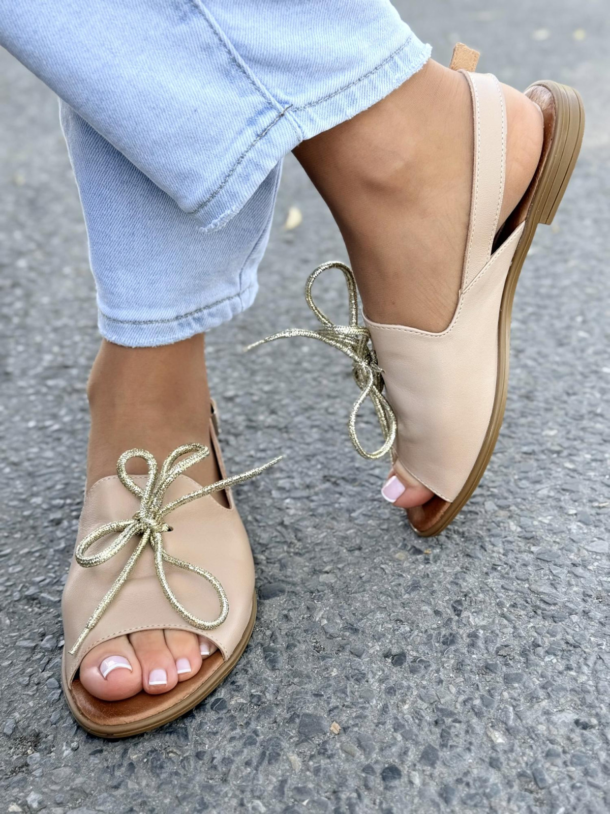 Sandałki damskie OLEKSY ze skóry naturalnej Polskiej produkcji