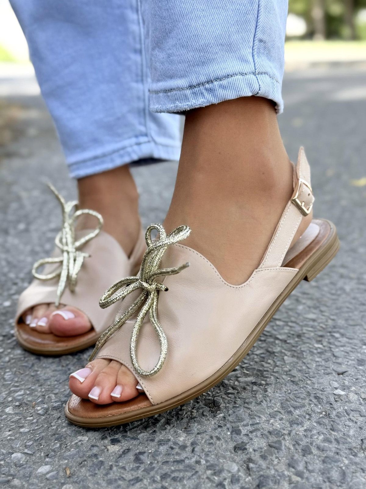 Sandałki damskie OLEKSY ze skóry naturalnej Polskiej produkcji