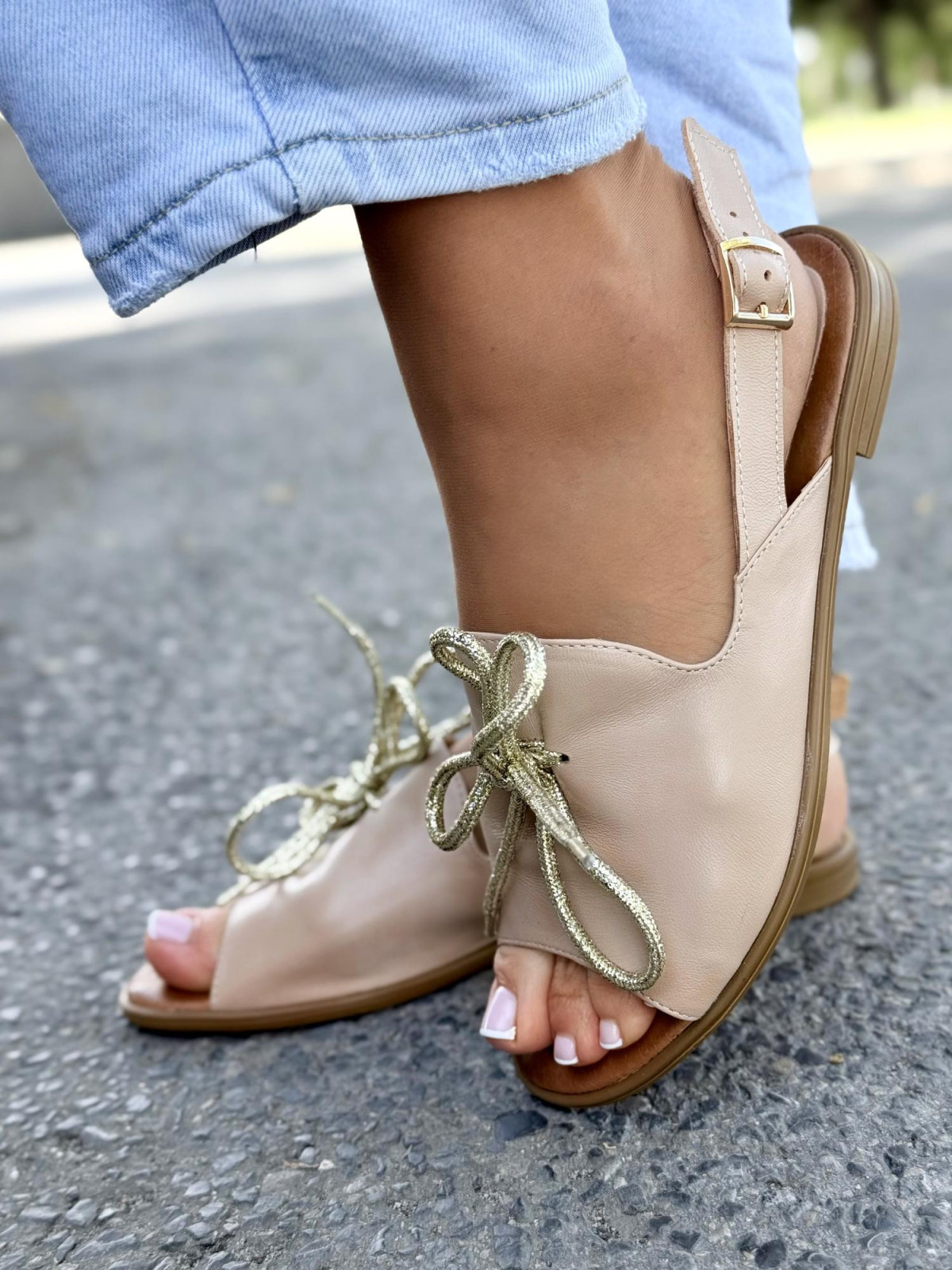 Sandałki damskie OLEKSY ze skóry naturalnej Polskiej produkcji