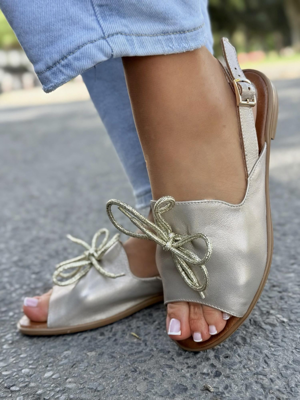 Sandałki damskie OLEKSY ze skóry naturalnej Polskiej produkcji