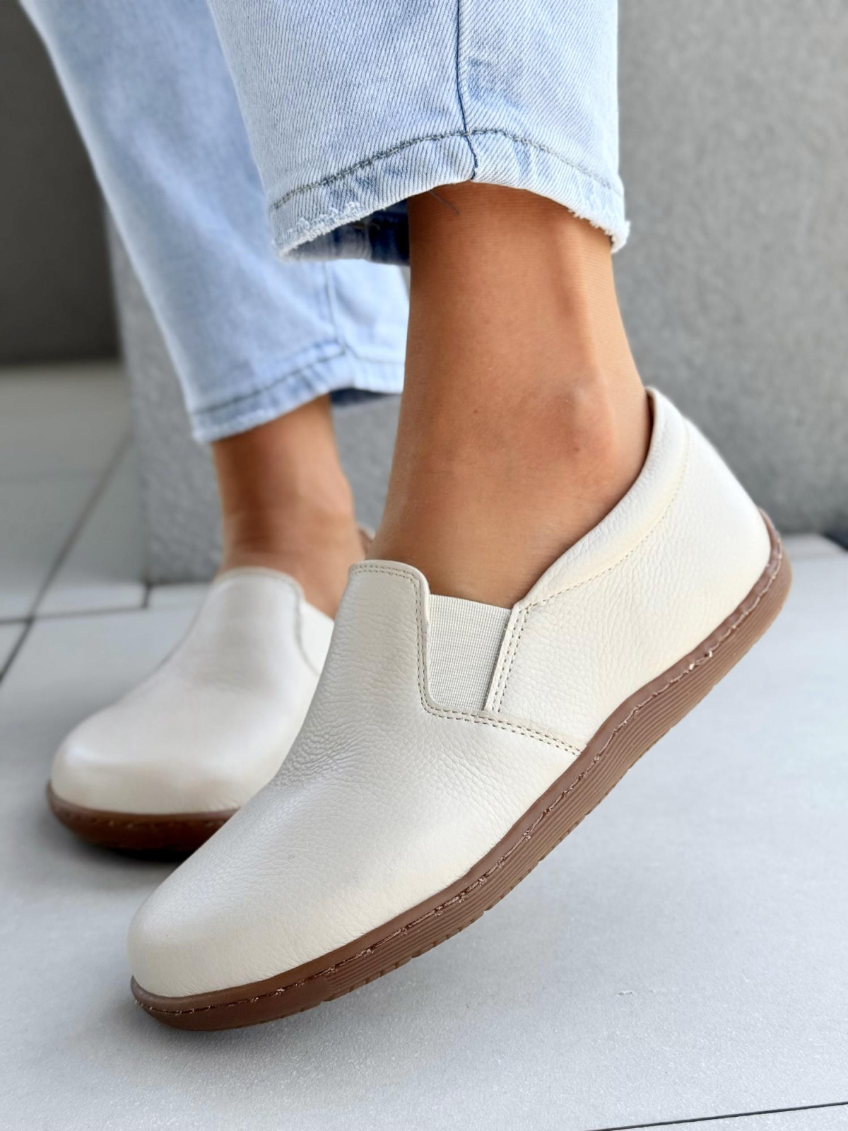 Mokasyny damskie BAREFOOT OLEKSY ze skóry naturalnej Polskiej produkcji