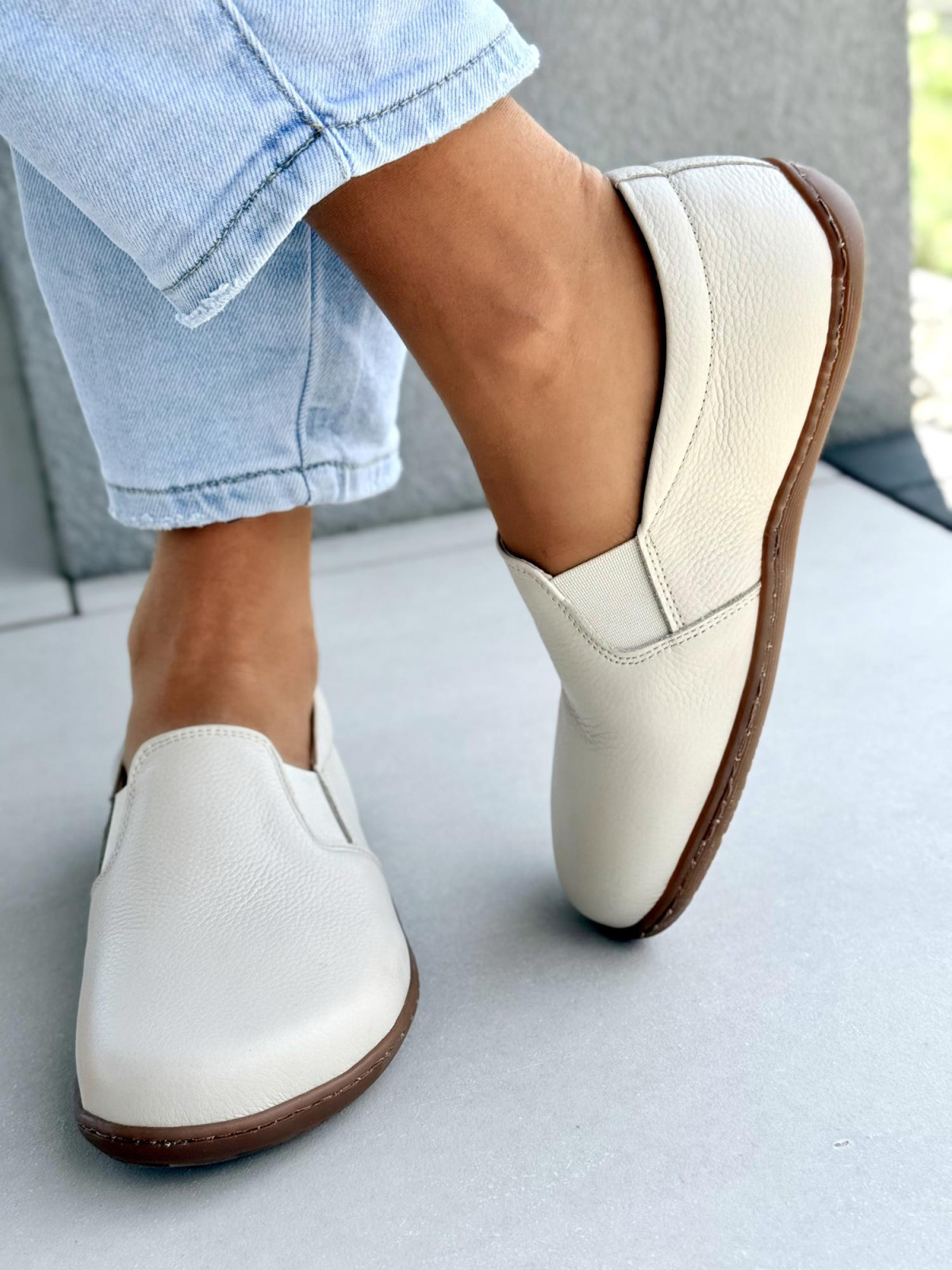 Mokasyny damskie BAREFOOT OLEKSY ze skóry naturalnej Polskiej produkcji