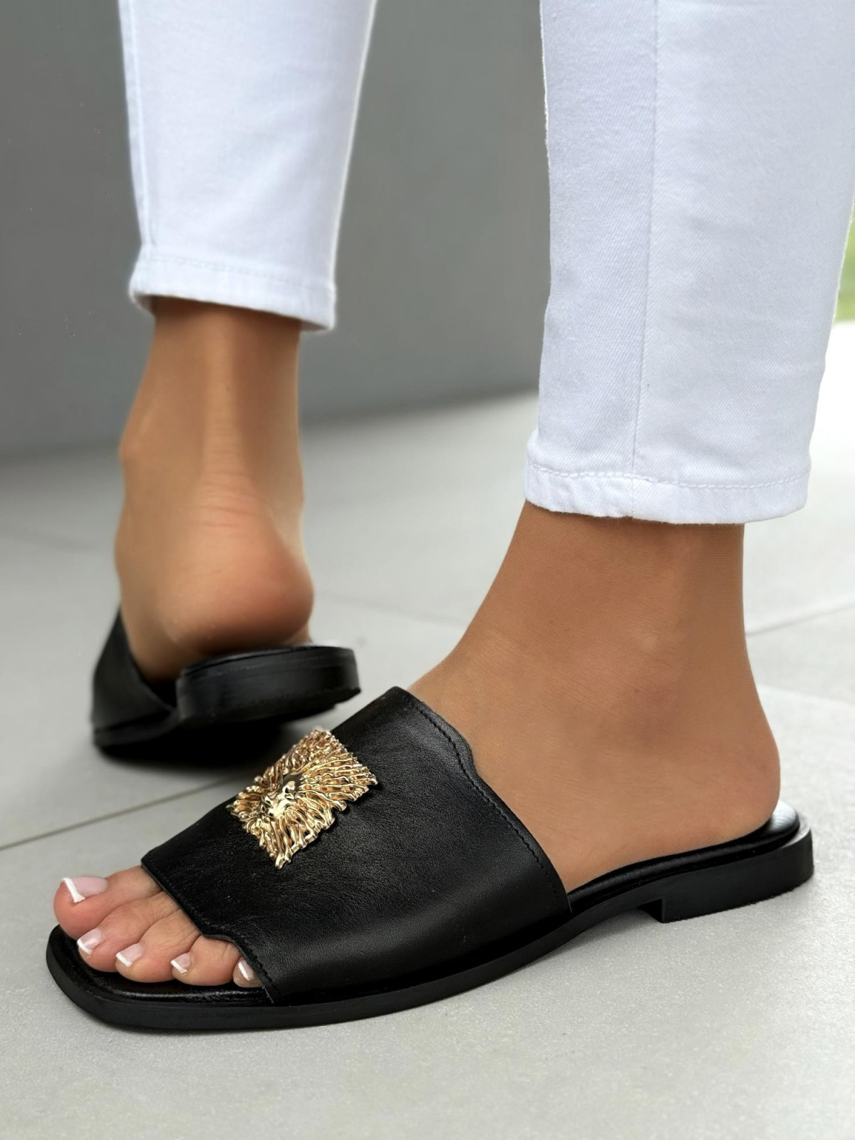 Klapki damskie OLEKSY ze skóry naturalnej Polskiej produkcji