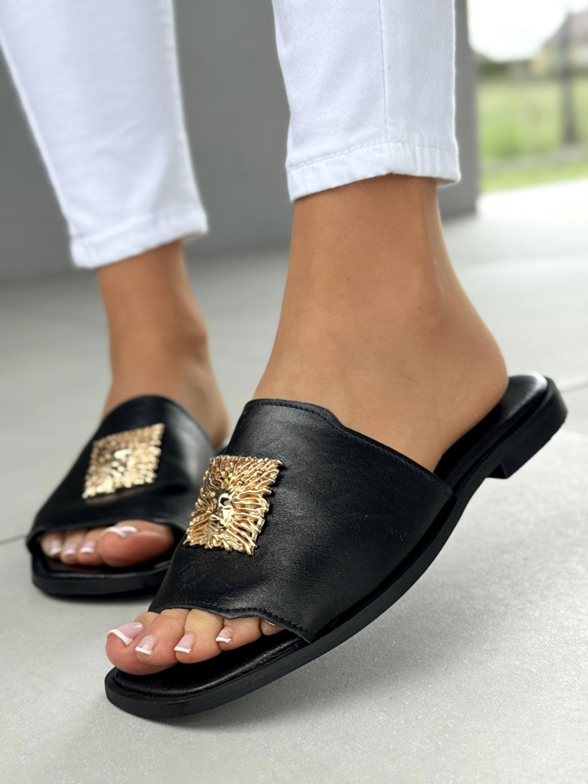 Klapki damskie OLEKSY ze skóry naturalnej Polskiej produkcji