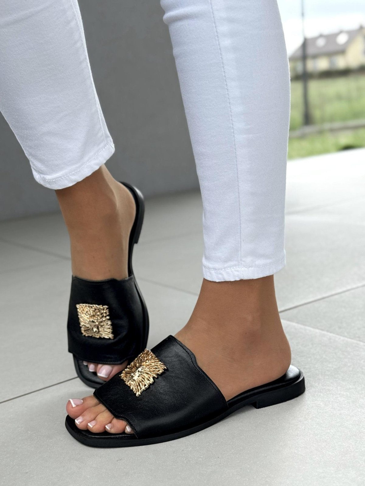 Klapki damskie OLEKSY ze skóry naturalnej Polskiej produkcji