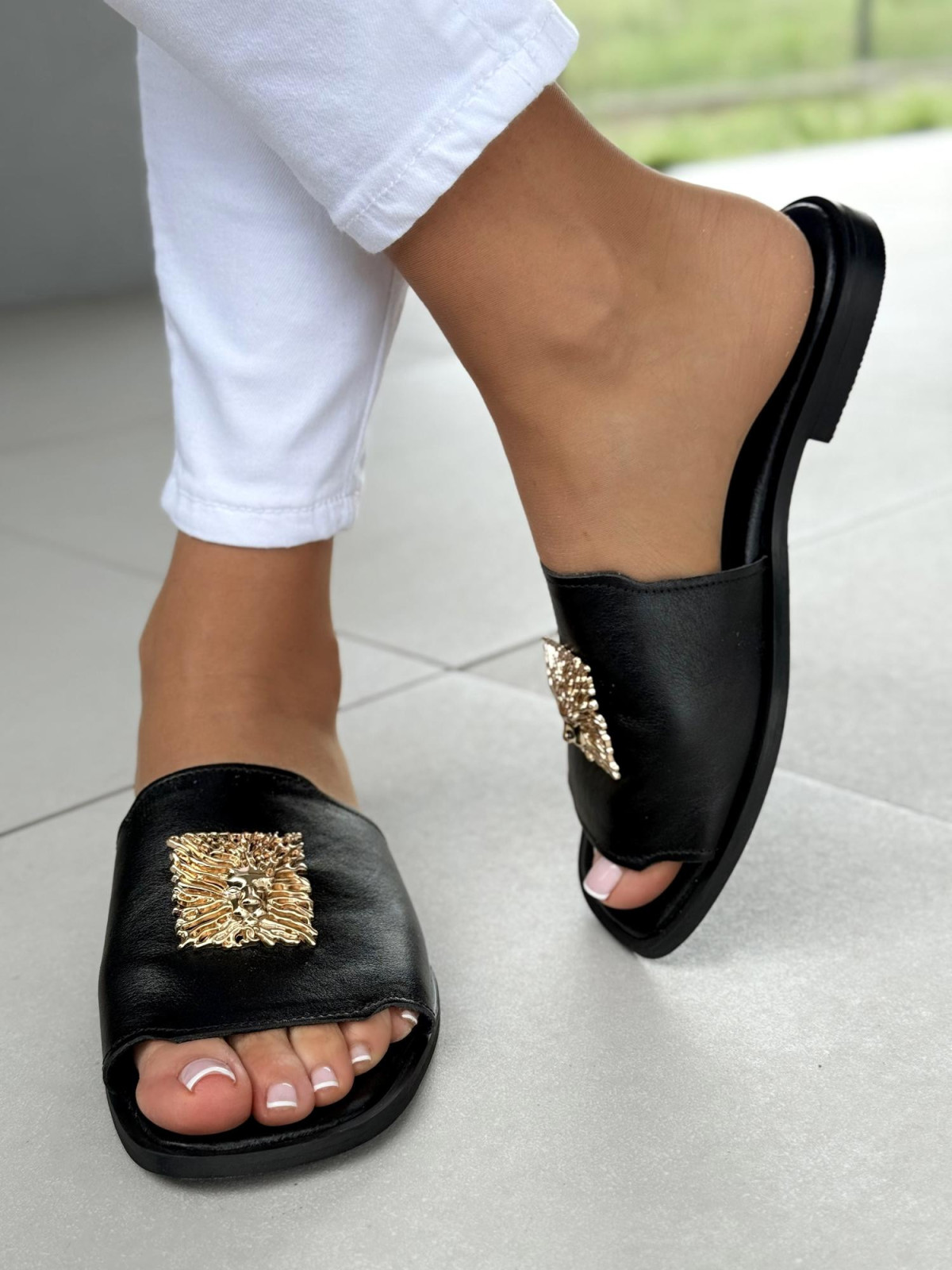 Klapki damskie OLEKSY ze skóry naturalnej Polskiej produkcji