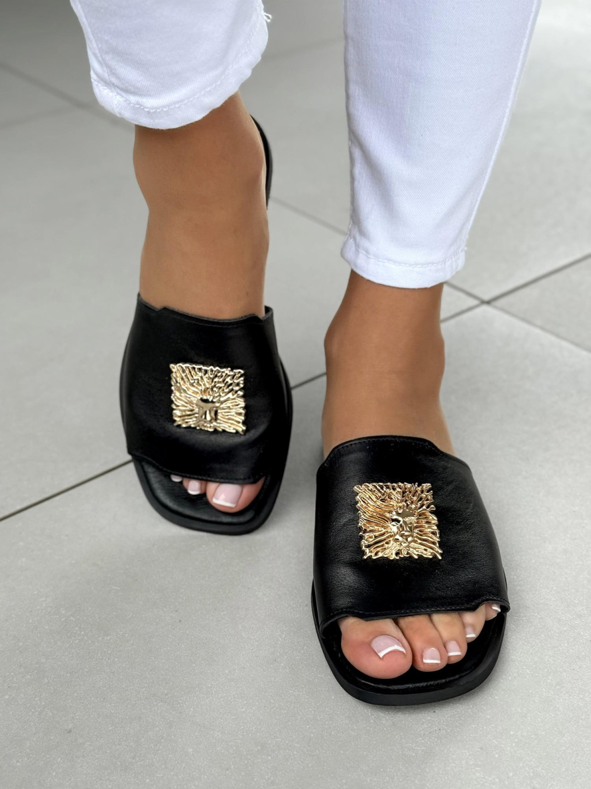 Klapki damskie OLEKSY ze skóry naturalnej Polskiej produkcji