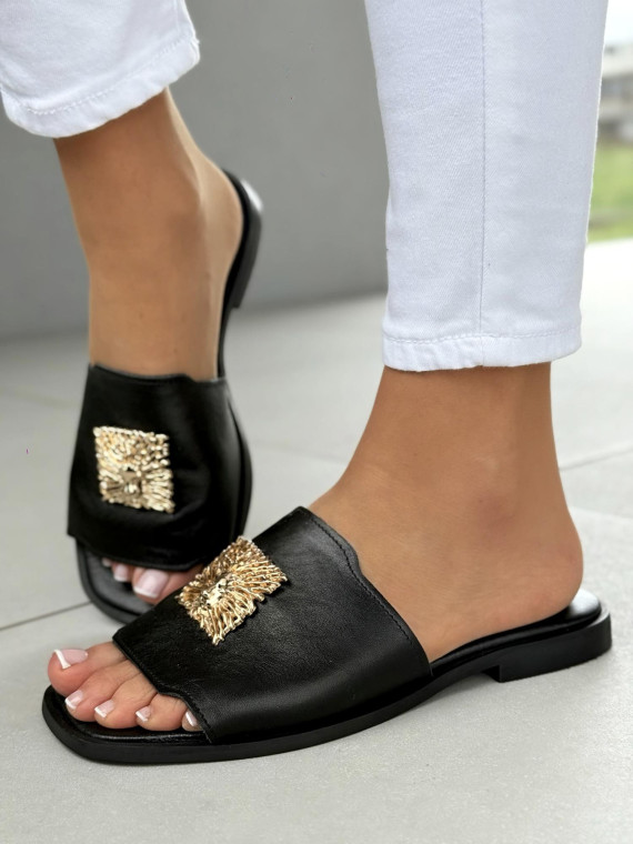 Klapki damskie OLEKSY ze skóry naturalnej Polskiej produkcji