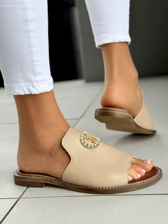 Klapki damskie OLEKSY ze skóry naturalnej Polskiej produkcji