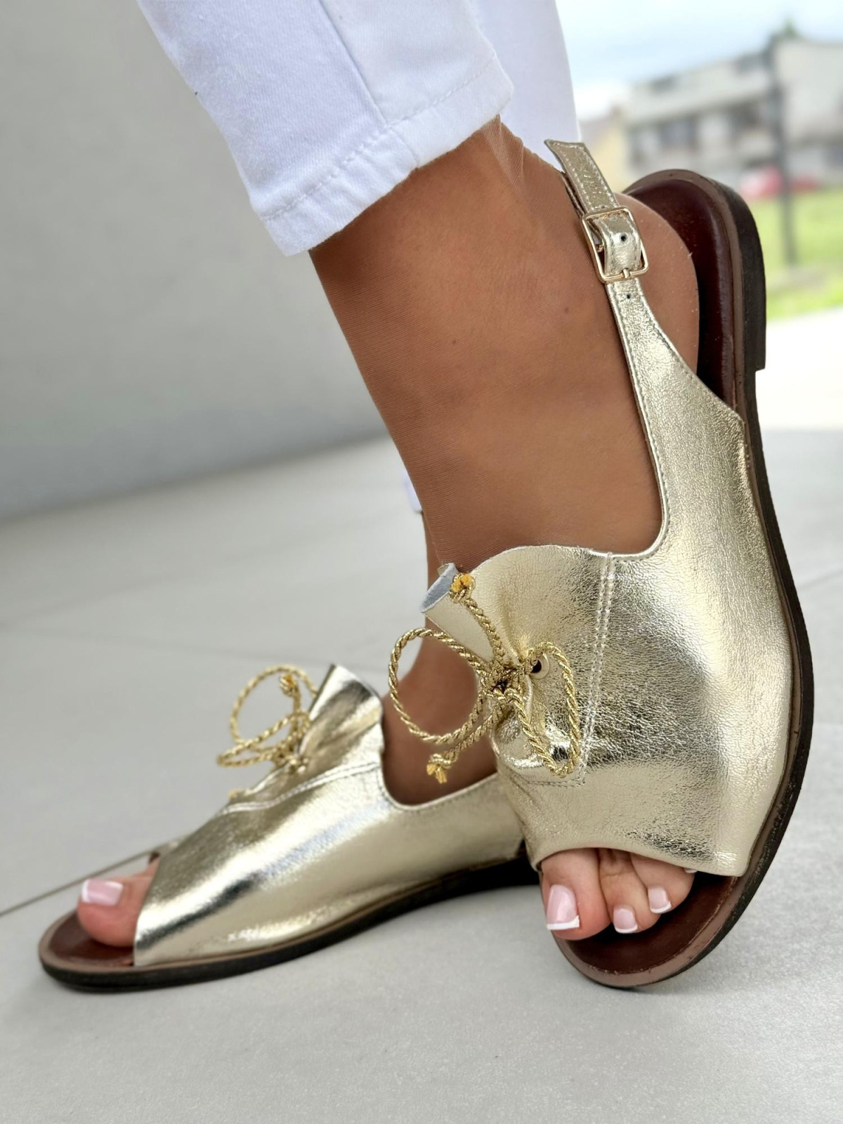 Sandałki damskie OLEKSY ze skóry naturalnej Polskiej produkcji