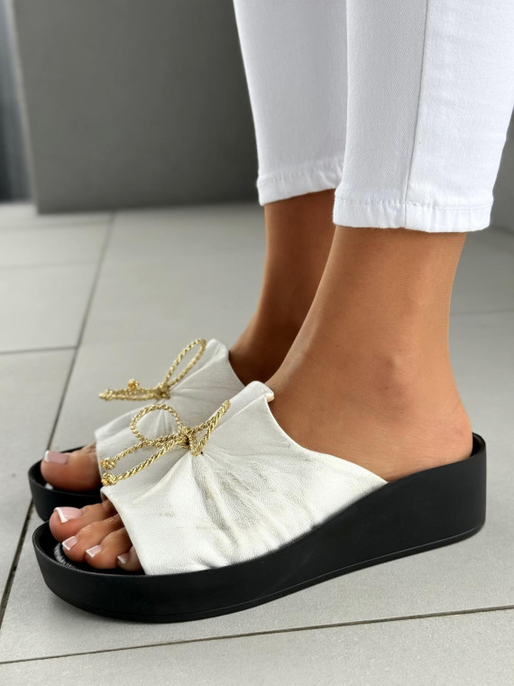 Klapki damskie OLEKSY ze skóry naturalnej Polskiej produkcji