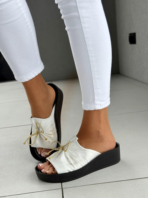 Klapki damskie OLEKSY ze skóry naturalnej Polskiej produkcji