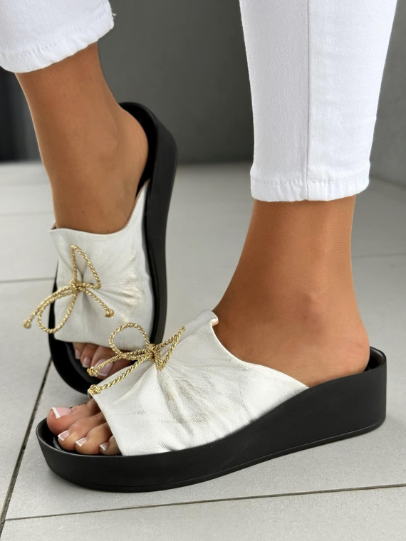 Klapki damskie OLEKSY ze skóry naturalnej Polskiej produkcji