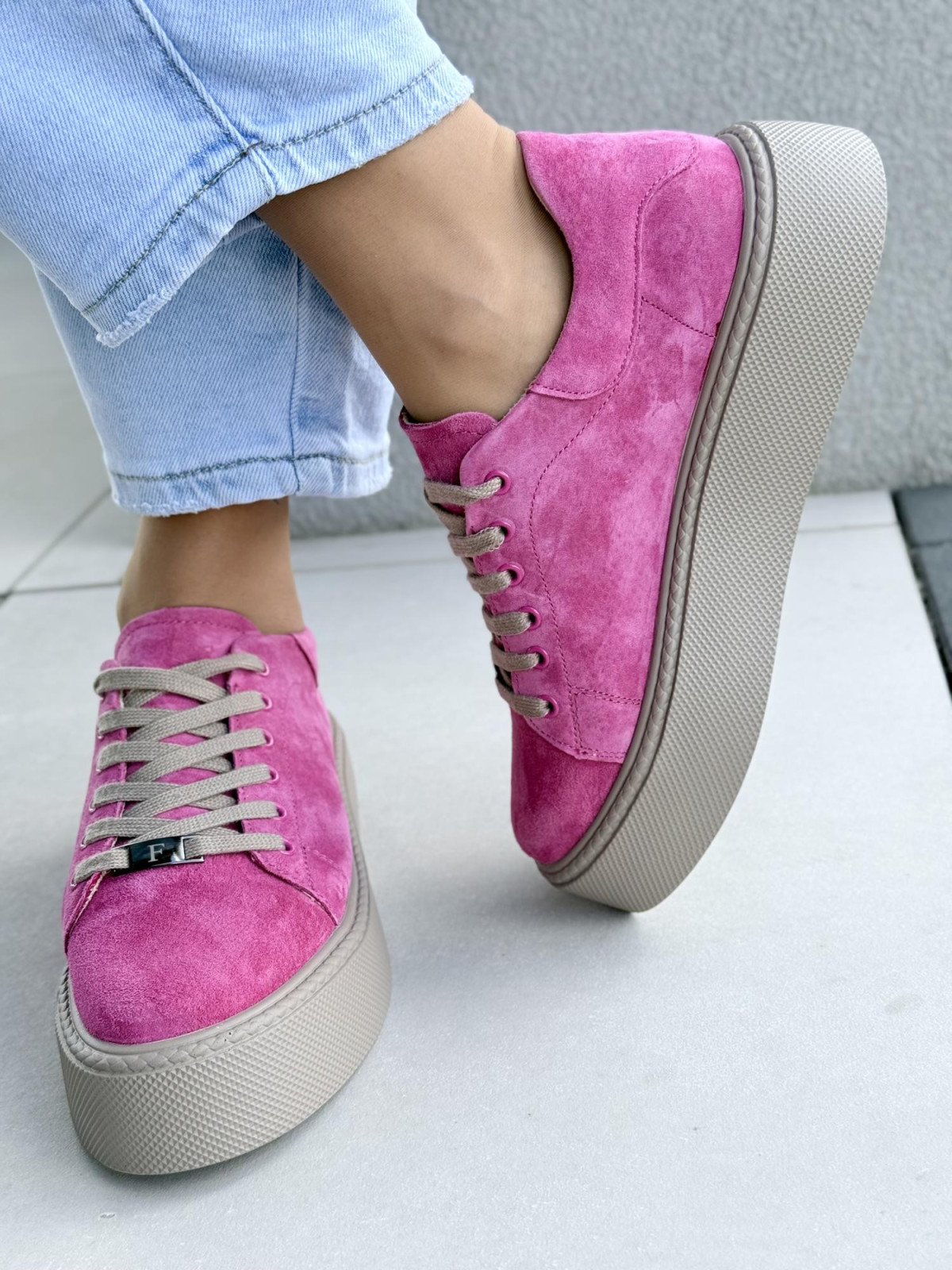 Sneakersy damskie ze skóry naturalnej