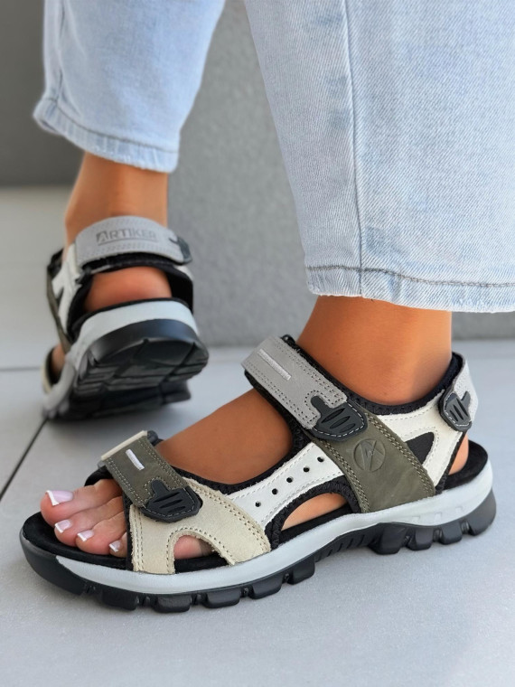 Sandałki damskie ze skóry naturalnej