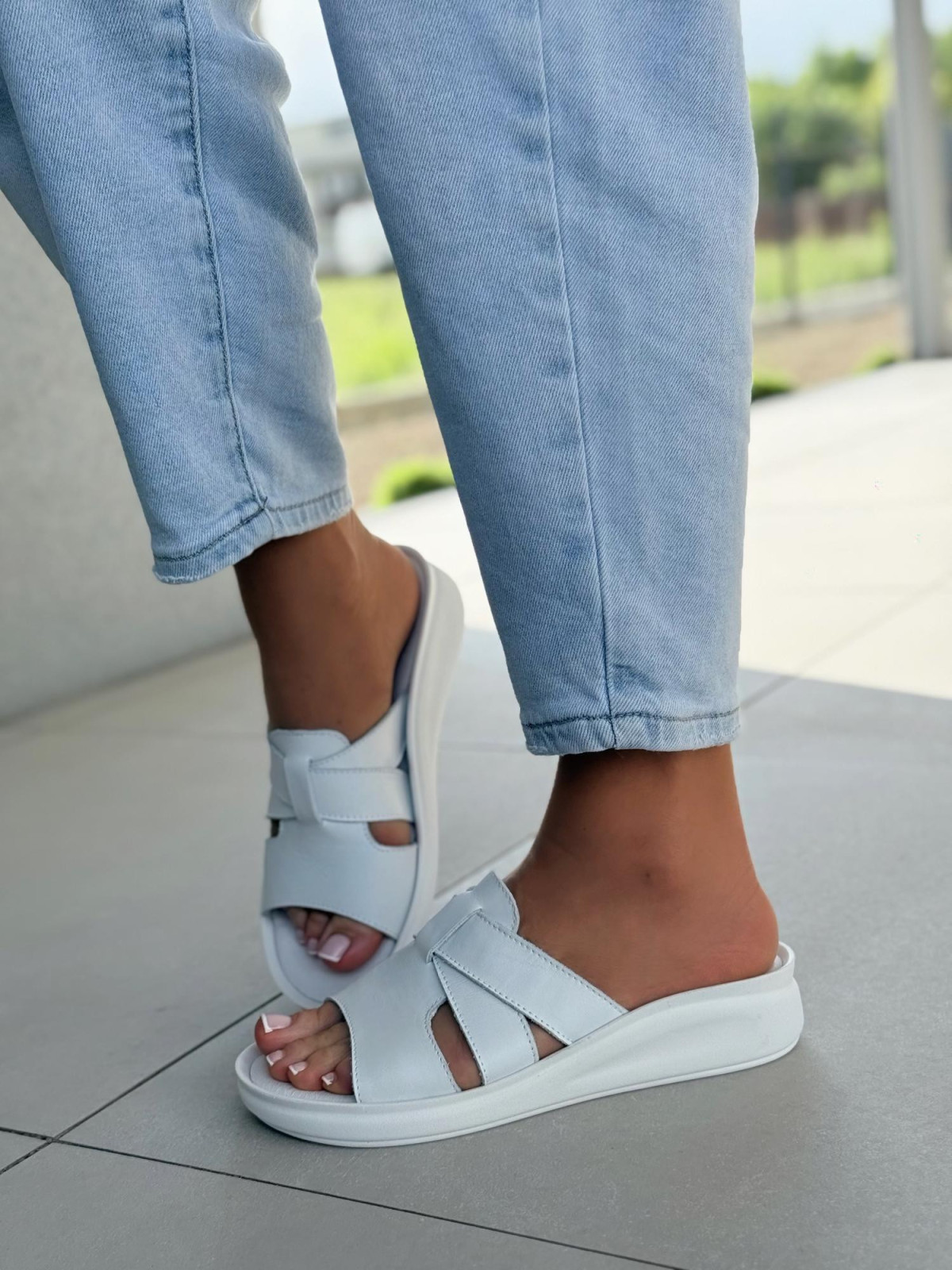 Klapki damskie OLEKSY ze skóry naturalnej Polskiej produkcji