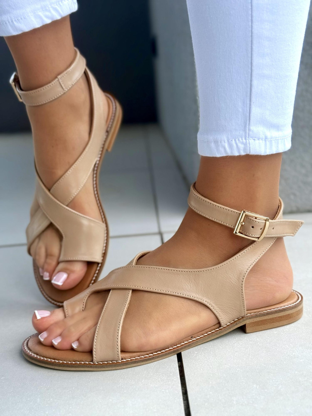 Sandałki damskie OLEKSY ze skóry naturalnej Polskiej produkcji