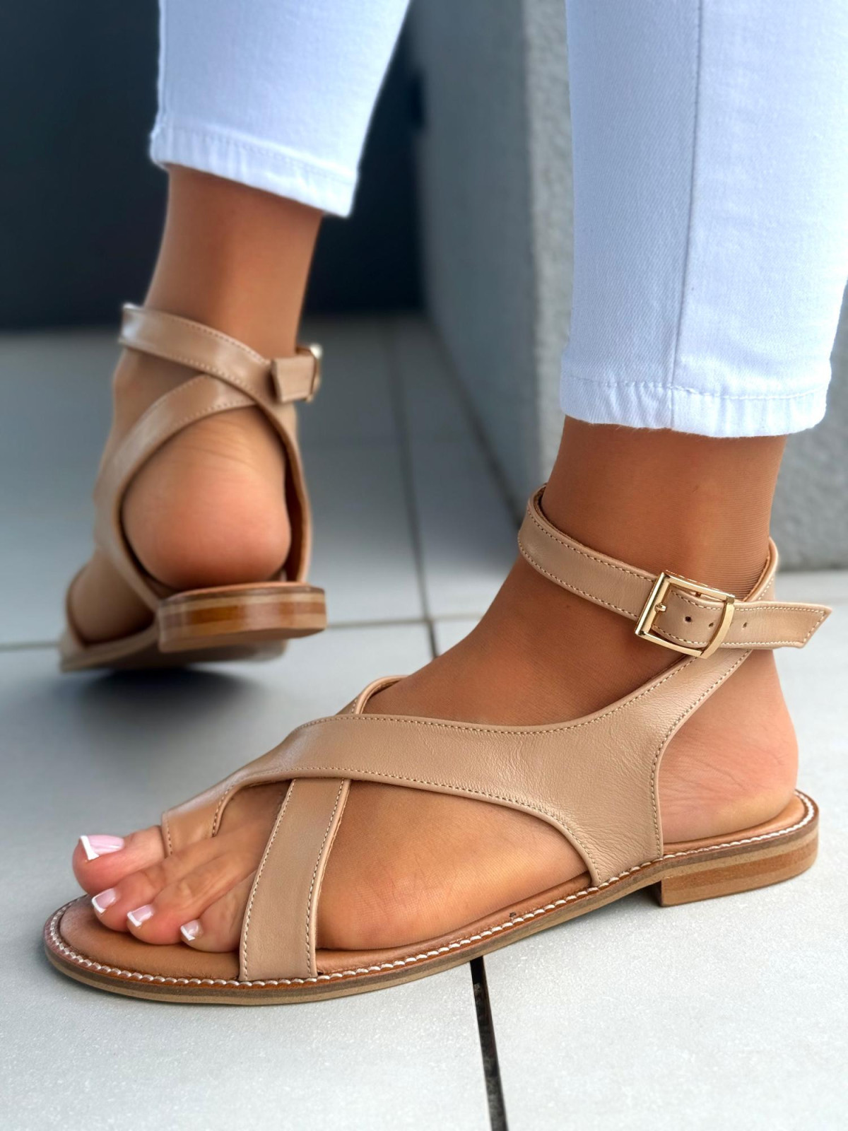 Sandałki damskie OLEKSY ze skóry naturalnej Polskiej produkcji