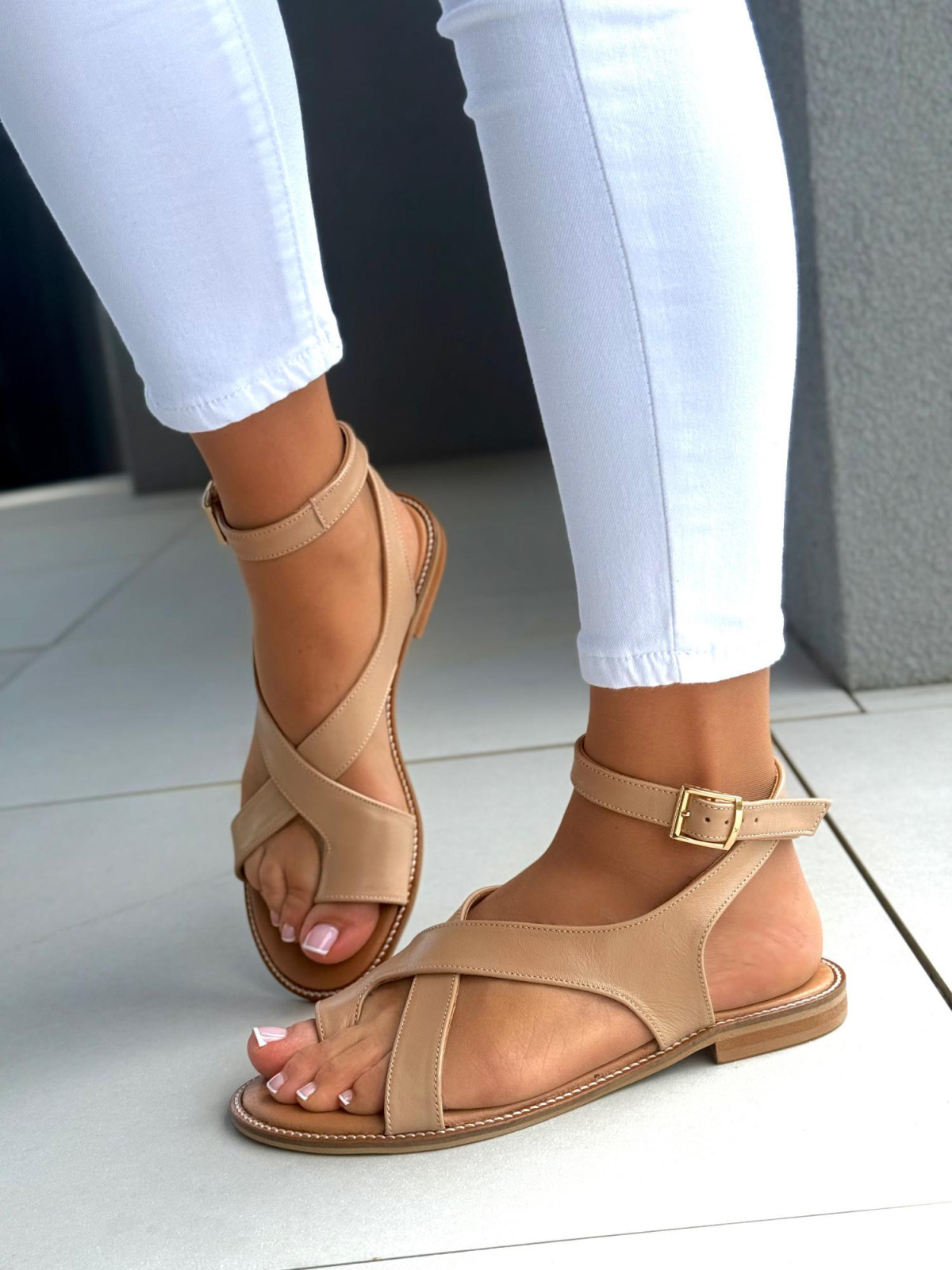 Sandałki damskie OLEKSY ze skóry naturalnej Polskiej produkcji