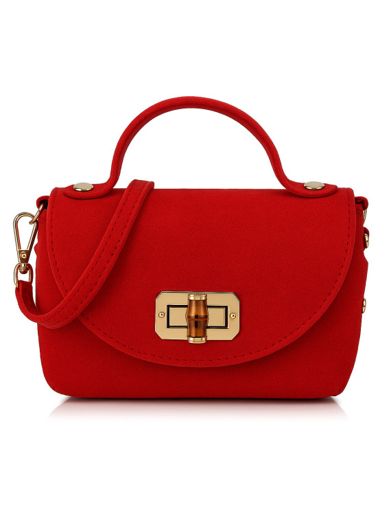 Modna czerwona torebka damska ze skóry naturalnej