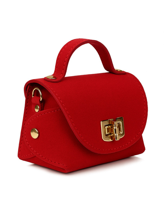 Modna czerwona torebka damska ze skóry naturalnej