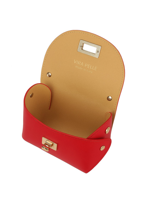 Modna czerwona torebka damska ze skóry naturalnej