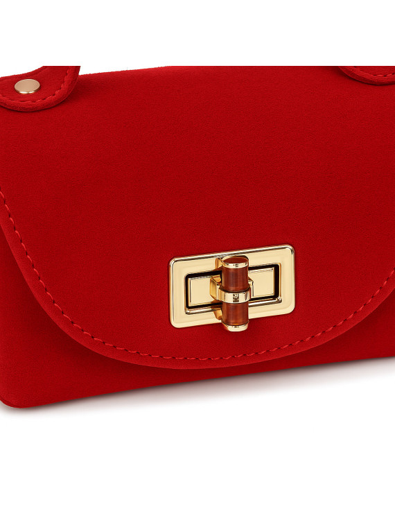 Modna czerwona torebka damska ze skóry naturalnej