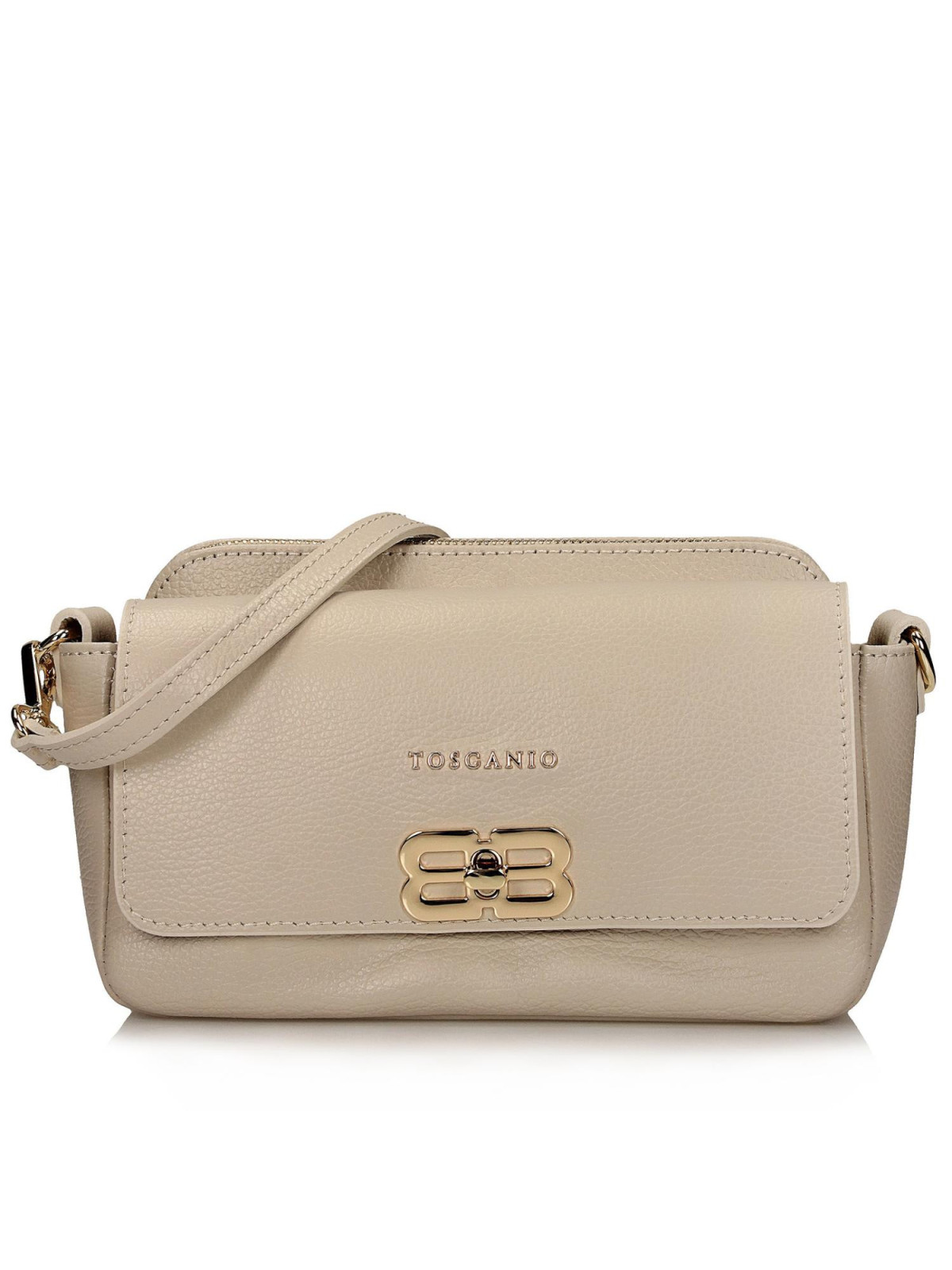 Modna beżowa torebka damska ze skóry naturalnej