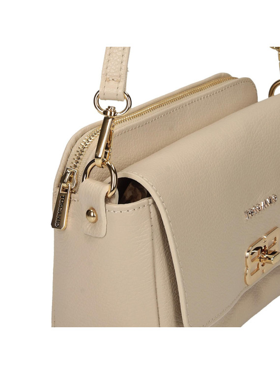 Modna beżowa torebka damska ze skóry naturalnej