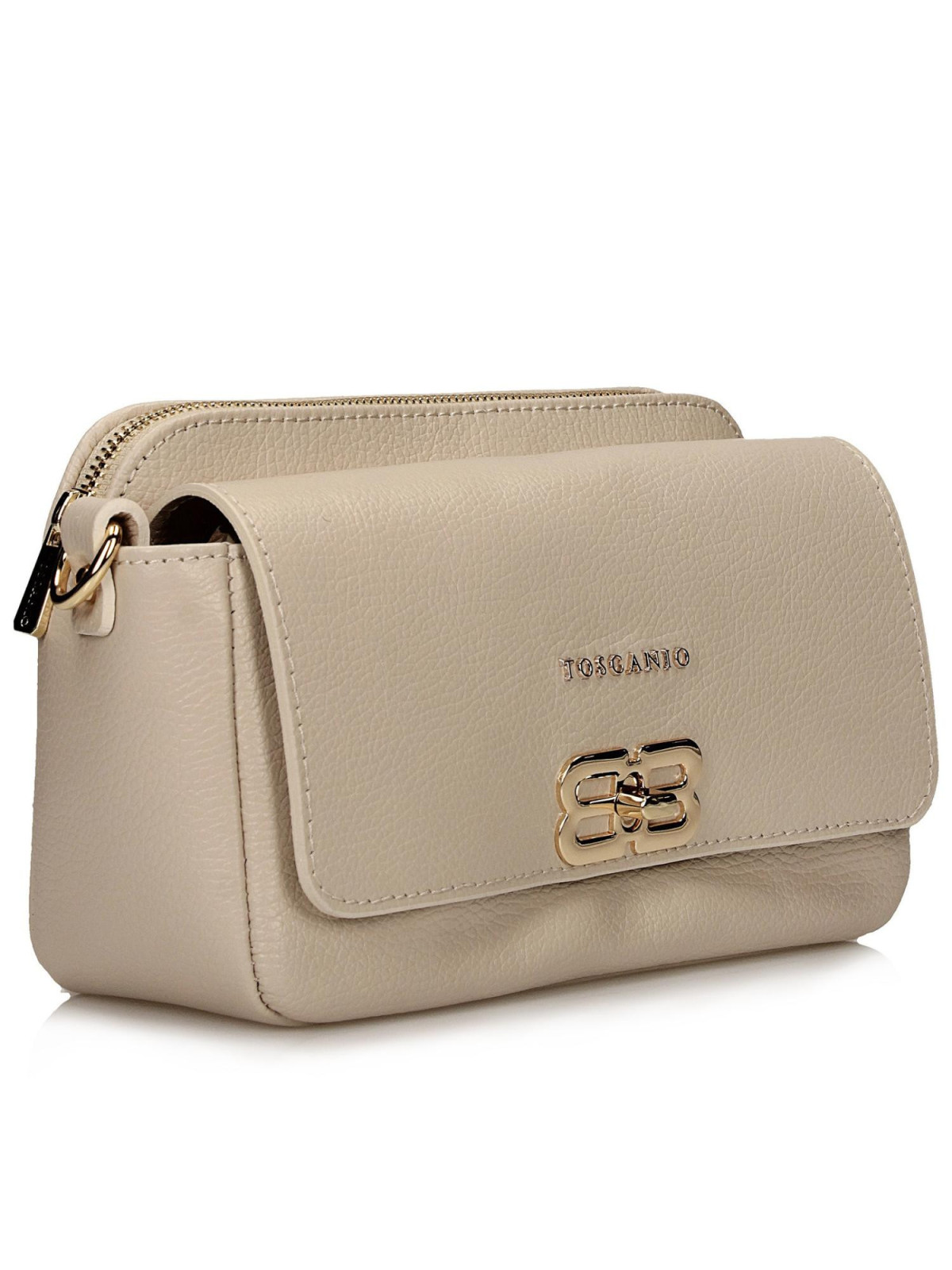 Modna beżowa torebka damska ze skóry naturalnej