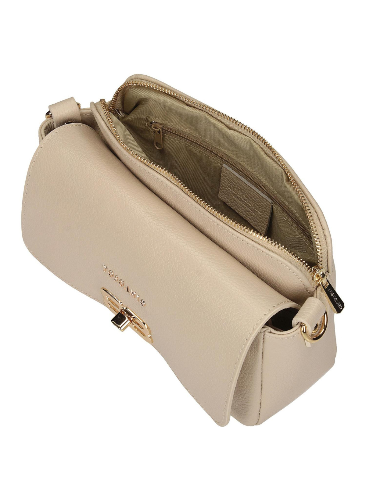 Modna beżowa torebka damska ze skóry naturalnej