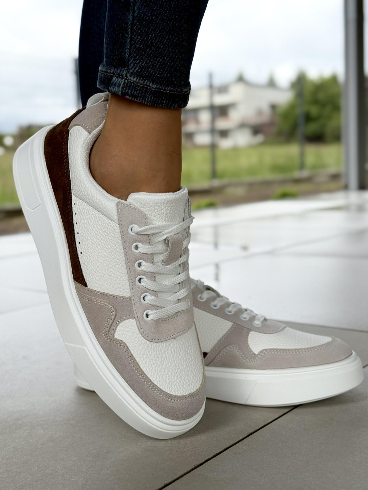 Sneakersy męskie ze skóry naturalnej