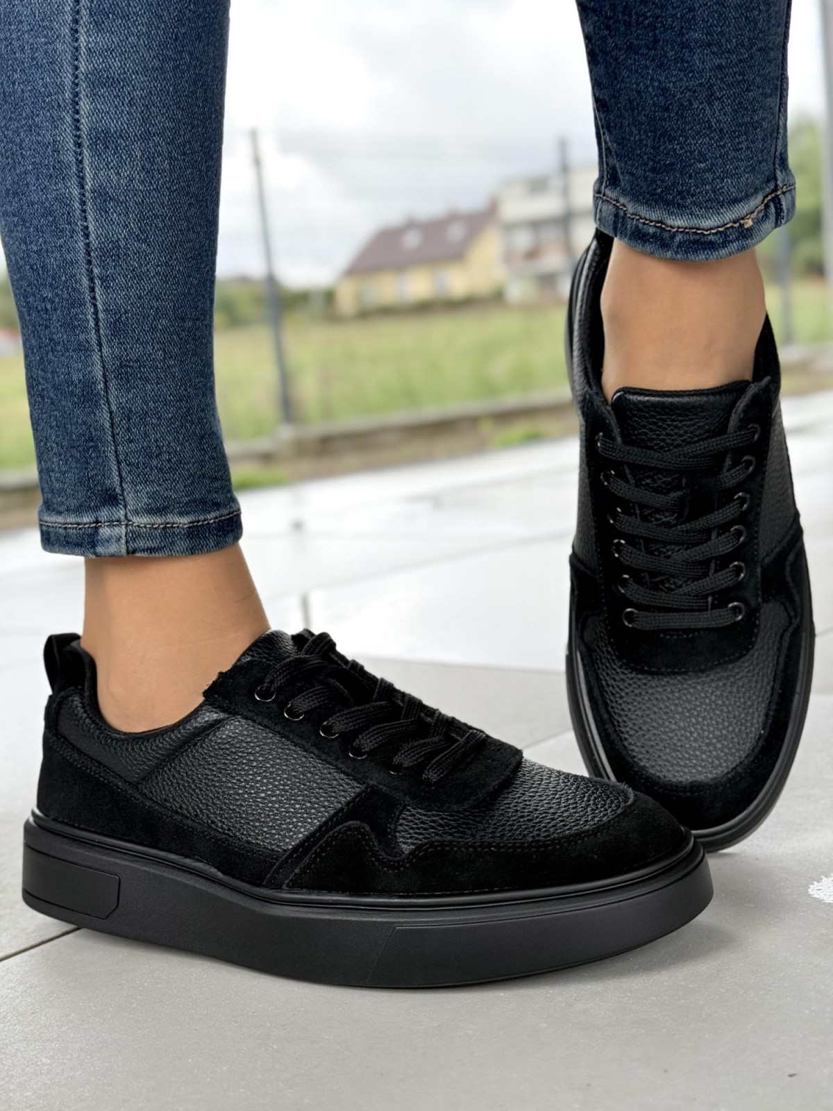 Sneakersy męskie ze skóry naturalnej