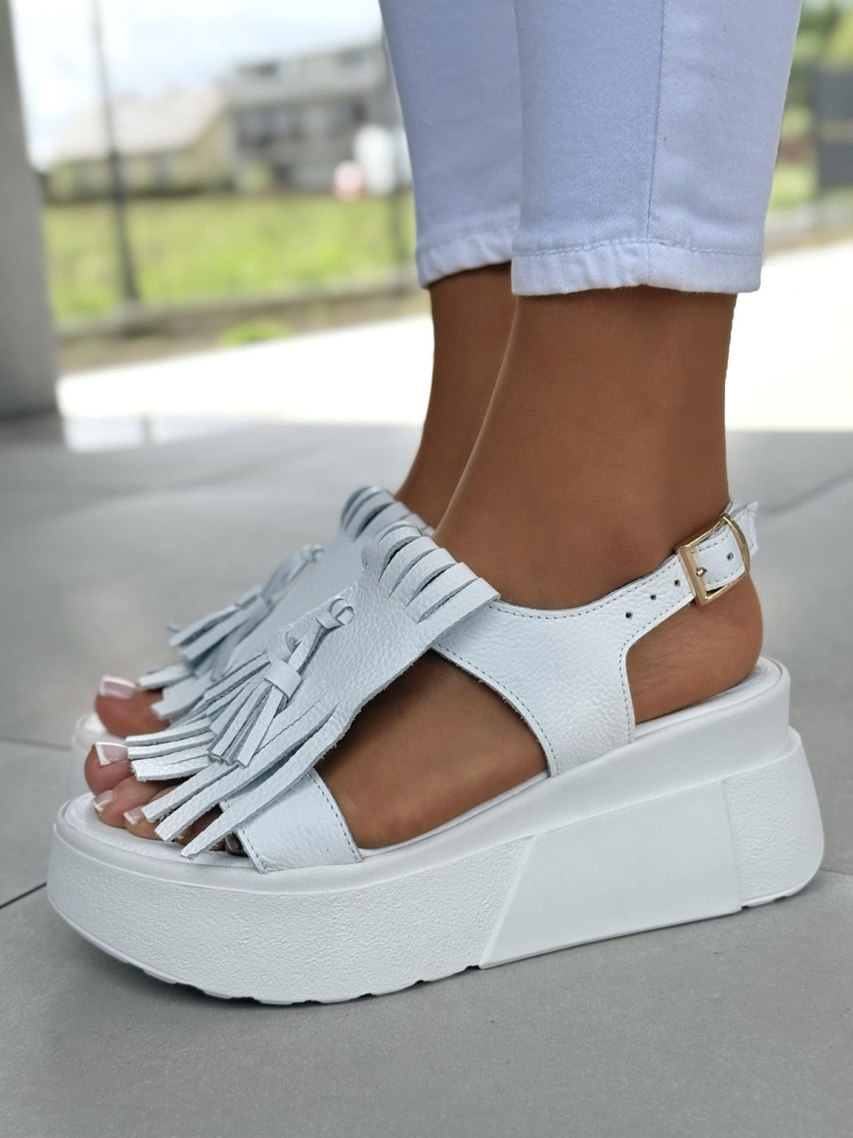 Sandałki damskie OLEKSY ze skóry naturalnej Polskiej produkcji